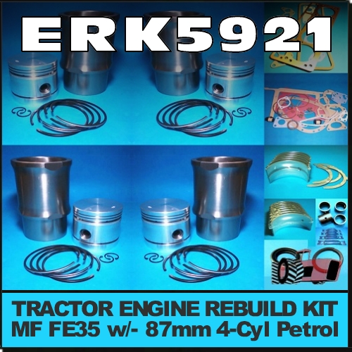 Wagga Tractor Parts Erk5921 Rebuild Kit Massey Ferguson 35 135 Tractor W Mf 87mm 4cyl Petrol Engine