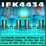 IFK4434 In-Frame Engine Rebuild Kit Case IH 585, 595, 3230 Tractor, and International IH 584, 585, 624 Tractor all with IH Neuss D206 4Cyl Diesel Engine