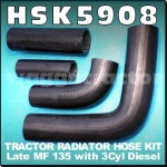 HSK5908 Radiator Hose Kit Massey Ferguson 135 Late 3Cyl Tractor & MF 240 250