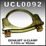 UCL0092 Exhaust Muffler U Clamp 92mm 3.50in Round Band Heavy Duty