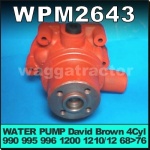 WPM2643 Water Pump David Brown 990 995 996 1200 1210 1212 Tractor, with quad-ring between head and w/pump, early models with water pump inlet parallel to front of block